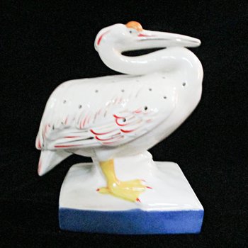 Mid Century Hor D Oeuvres Toothpick Holder, Heron Statue, Tropical Serving Piece or Decor, Cocktail Party Server, Japan