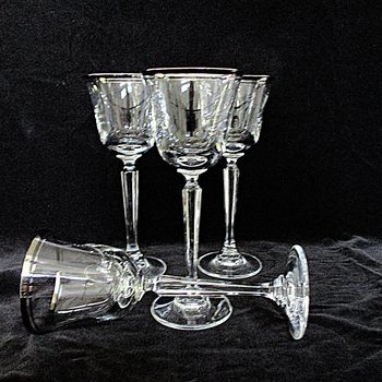 Mikasa Briarcliffe Stemware, Wine Glasses, Set of 4, Platinum Trim Rim, Elegant Wedding Gift,  Bridal Stemware, Gift for Wine Lovers