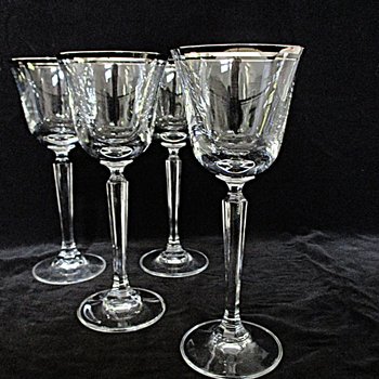Mikasa Briarcliffe Stemware, Wine Glasses, Set of 4, Platinum Trim Rim, Elegant Wedding Gift,  Bridal Stemware, Gift for Wine Lovers