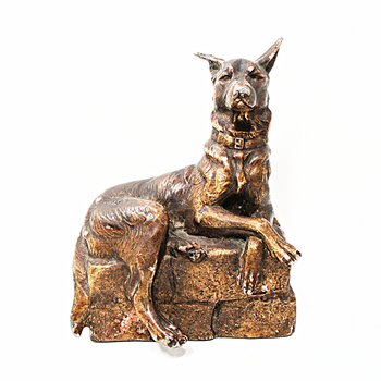 Bronze German Shepherd Dog, M Fiot, Antique Bookend or Figurine, Marked M Fiot, French Sculptor, 1920s