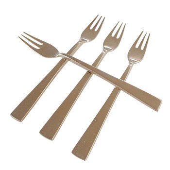 Mid Century Cocktail Forks, Bronze Nickel Brass, Modern Danish, Minimalist Silverware, Set of 4