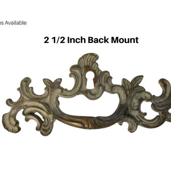 French Provencial Drawer Pulls, Heavy Brass, Ornate Scrolling Design, Back Mount, 2.5 Inch Back Mounting, Hardware Included, Multiples Avail