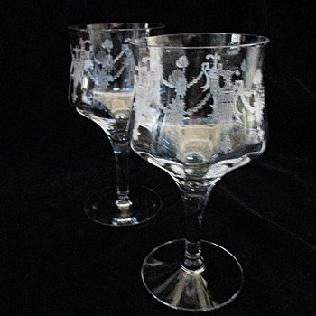 Morgantown Richmond Goblets, Set of 2, Optic Panel, Etched Crystal Stemware, Wine Glasses, Gift for Wine Lover