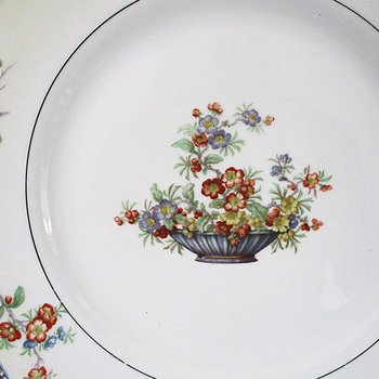 Theodore Haviland Montreux, Dinner Plates, Set of 4, Limoges France, Replacement Completer Piece, Baskets, Gold Trim, 1920s