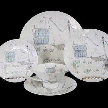 Rosenthal Plaza China, 5pc Place Setting, Artist Raymond Loewry, Selb Germany, City Plaza, Mid Century, Excellent Condition, 4 Available