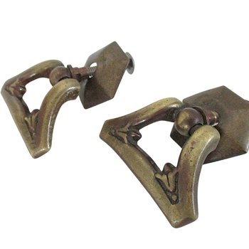 Vintage Drawer or Cabinet Pulls, Set of 2, Diamond Shape, Heavy Aged Brass, Mounting Hardware Included