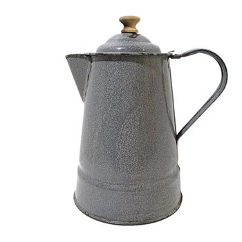 Enamelware Coffeepot, Gray Graniteware, Farmhouse Kitchen Display
