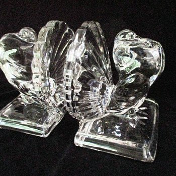 Crystal Pouter Pigeon Bookends by Paden City Glass, Set of 2, Heavy Bird Bookends, 1940s