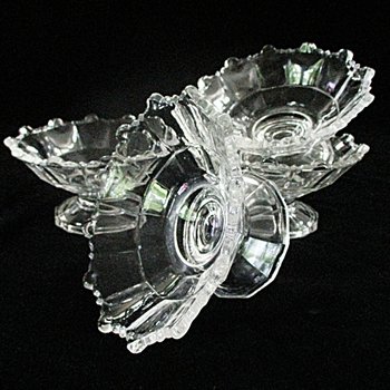 Glass Ice Cream or Dessert Dishes, Set of 4, Clear Depression Glass Bowls, Excellent Condition