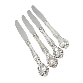 Reed  Barton Rathmore Dinner Knives, Silver Plate, Set of 4, Glossy Finish, Replacement Silverware, Flatware Pieces