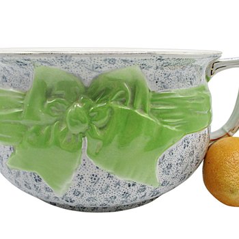 Winton Chamber Pot, Chintz with Large Green Bow, Winton Stoke on Kent, England, Bath or Bedroom Decor, Antique 1910s