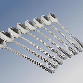 Camelia Silver Plate Iced Tea Spoons, Set of 8, Replacement Silver Plate Spoons, Replacement Pieces, 1940s