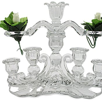 Cambridge Glass, Caprice Oval Candle Holder with Cambridge Arms Epergne, No Vases