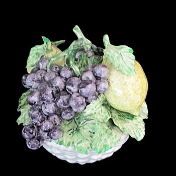 Lemon Topiary Centerpiece, Lemons and Grapes, Made in Italy, In Italian Pottery Basket, Wonderful Condition