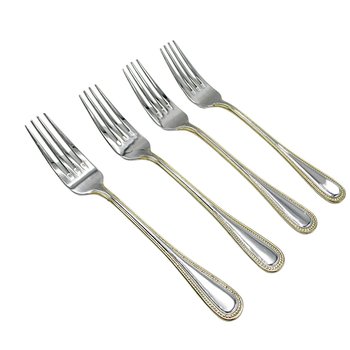 Wallace Gold Royal Bead, Salad Forks, Stainless Steel 18 10, Set of 4, Wallace Replacement Silverware, Multiple Sets Avail