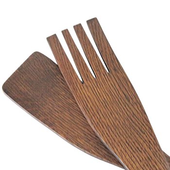 Wooden Salad Serving Fork and Paddle Spoon, Solid Hardwoods, Large Salad Wood Utensils, 16 Inches
