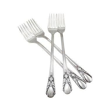 Rogers Silver Plate Flatware Avalon or Cabin, Set of 4, Long Grille Forks, Multiple Sets Available, Replacement Silverware, 1940s
