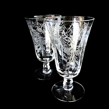 Fostoria Heather Juice Glasses, Set of 2, Fine Crystal Stemware, Great Condition