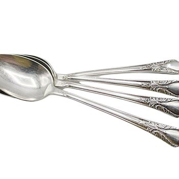 Rogers Silver Plate Flatware Avalon or Cabin, Set of 4, Teaspoons, Multiple Sets Available, Replacement Silverware, 1940s
