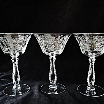 Fostoria Heather Tall Champagne Coupes Glasses, Set of 3, Bridal and Toasting Glasses, Great Condition