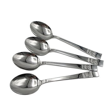 Stainless Steel Flatware, Japan, Unknown Pattern, 4 Soup or Place Spoons, Replacement Flatware