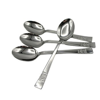 Stainless Steel Flatware, Japan, Unknown Pattern, 4 Soup or Place Spoons, Replacement Flatware
