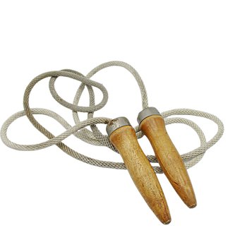Vintage Jump Rope, Large Wooden Handles, Sturdy Cotton Rope, Adult Jump Rope, Exercise Rope