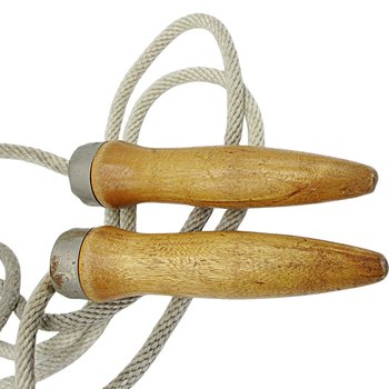 Vintage Jump Rope, Large Wooden Handles, Sturdy Cotton Rope, Adult Jump Rope, Exercise Rope