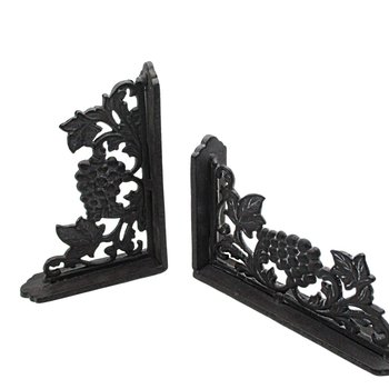 Cast Iron Bookends, Black Grapes and Vines, Epic Brand, Short or Tall, Very Heavy, Gift for Wine Lover