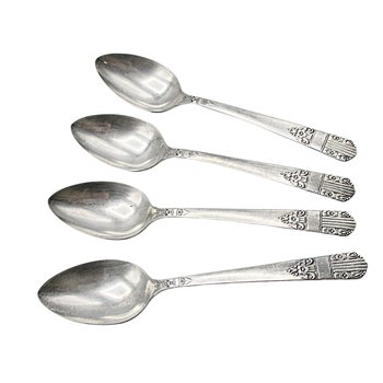 Wm Rogers Silver Plate Tablespoons, Art Deco, Unknown Pattern, Set of 4