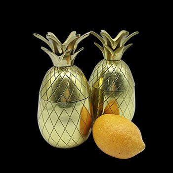 Brass Pineapples, Candle Holders, 6 Inch, Open for Storage, Mantel Decor, Hospitality Gift, Tablescaping, Tropical Decor, Set of 2