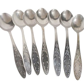 Russian 6 Tablespoons and 1 Teaspoon, MHU, Set of 7, Silverplate Flatware, Soviet Era, Good Condition