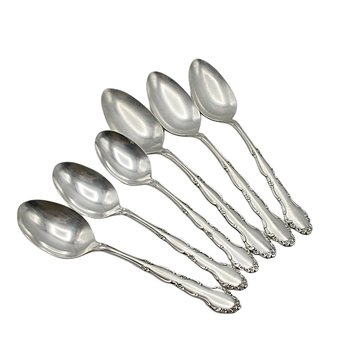 Rogers Flirtation Silver Plate, 3 Serving Spoons and 3 Tablespoons, Replacement Flatware, Mid Century Silverware Flatware