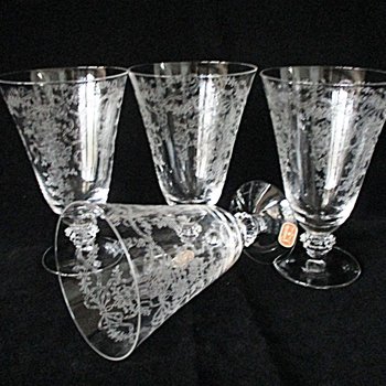 Fostoria Romance Tumblers, Set of 4, Etched Crystal Stemware, Replacement Fostoria Romance, Excellent Condition