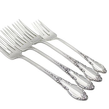 Rogers Oneida Enchantment Pattern, 3 Dinner Forks, 1 Salad Fork, Replacement Forks