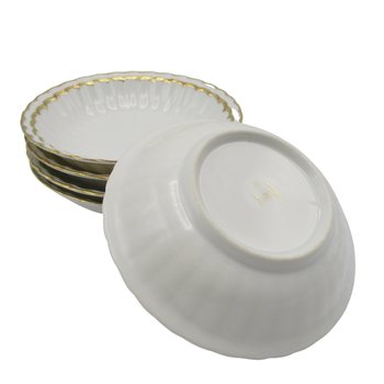 Wurttemberg Fruit or Dessert Bowls, White with Gold Accent Trims, Set of 5, Made in Germany