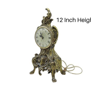Mantle Clock, Gold Metal, Electric, Hollywood Regency, Ornate Design, Imperial Clock , Off White Face, Gold Details, Roman Numerals, Works!