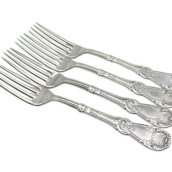 Rogers Silver Plate Flatware Tuxedo Pattern, Dinner Forks, Set of 4 OR Set of 5, Antique Late 1800s