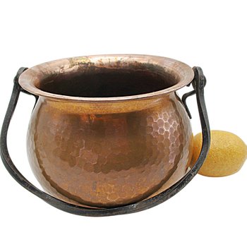 Hammered Copper Kettle with Handle, Planter or Display Piece, Rustic French Country Farmhouse Decor, Water Tight, 7 Inch Diameter