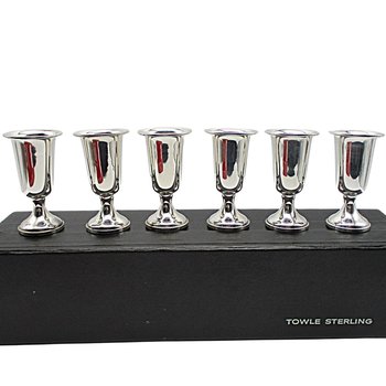 Towle Sterling Silver Cordials, Complete Set of 6, Original Box, Polished, Excellent Condition, Silver Anniversary or Wedding Gift