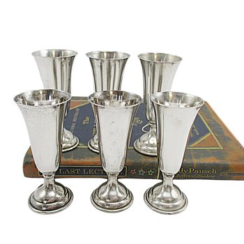 Sterling Silver, Cordials or Liquors, Set of 6, By Randahl, R14, Sterling Barware, Wedding or Anniversary Gift