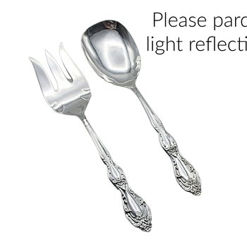 Rogers IS Beverly Manor, Silver Plate, Serving Pieces, Salad Set, Meat Fork and Large Spoon, Replacement Flatware Pieces