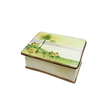 Nippon Trinket or Ring Box, Small Hand Painted Porcelain Jewelry Box, Engagement Ring Presentation Box