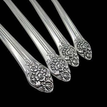 Rogers Plantation Cocktail or Seafood Forks, Silver Plate, Set of 4, Replacement Flatware or Silverware, Table Ready
