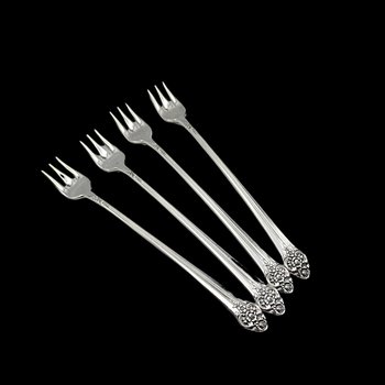 Rogers Plantation Cocktail or Seafood Forks, Silver Plate, Set of 4, Replacement Flatware or Silverware, Table Ready