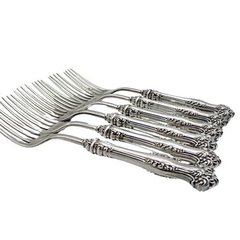 Antique Rogers Avon Dinner Forks, Hollow Handles, Silver Plate, Highly Ornate, Very Old, 1901, Set of 6
