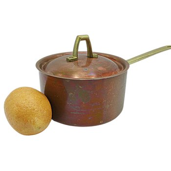 Copper Sauce Pan Paul Revere, Limited Addition, with Lid, No Dents, 5 1/4 Inch Diameter, Solid and Heavy
