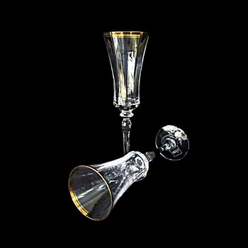 Mikasa Jamestown Champagne Flutes, Clear with Gold Trim, Bridal Toasting Glasses, Champagne Glasses, Excellent Condition, Set of 2