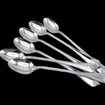 King James Silver Plate 6 Ice Tea Spoons, Oneida, Silverware Flatware Replacement Pieces, Excellent Condition