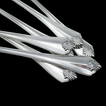 King James Silver Plate 6 Ice Tea Spoons, Oneida, Silverware Flatware Replacement Pieces, Excellent Condition